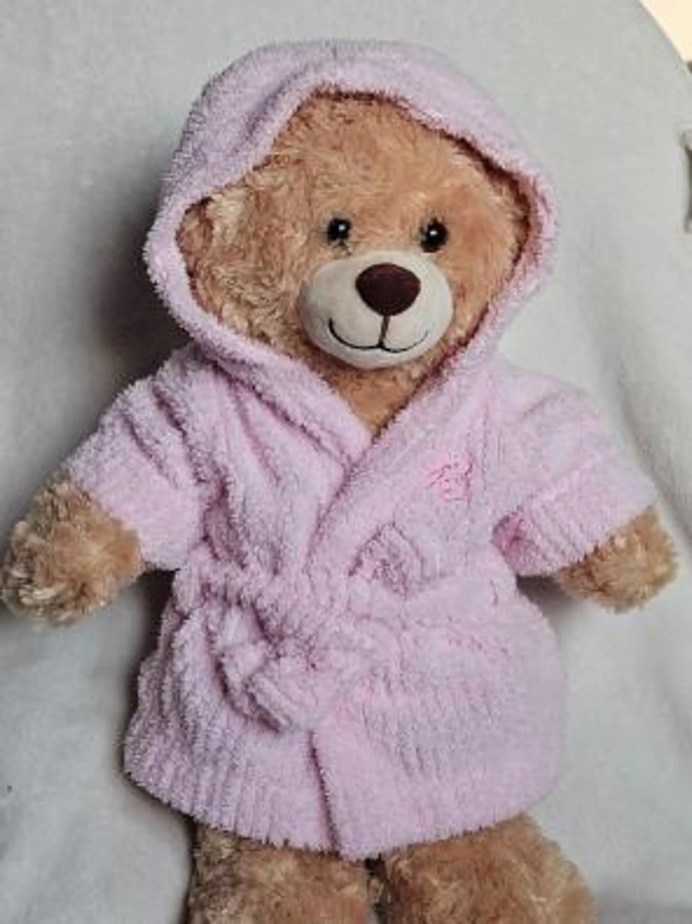 Build-A-Bear Pink Hooded Robe with Embroidery